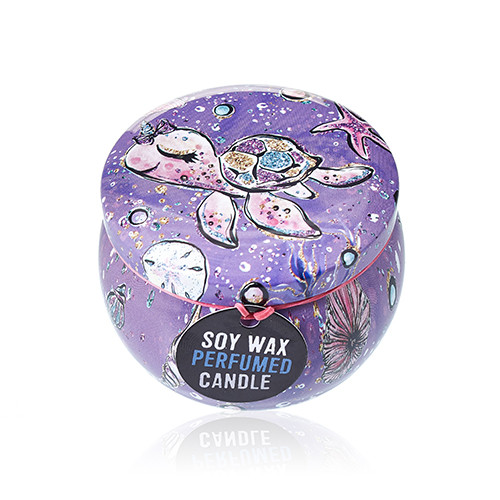 Art Tin Candle - Assorted Design - Sea life - Raspberry